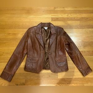 Aqua Detailed Leather Jacket